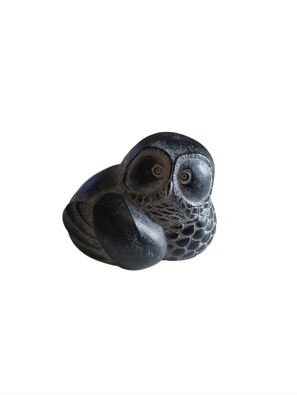 Vtg. Carved Soapstone Owl Figurine